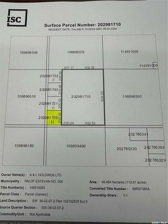 Property Photo:  Block H Rural Address  SK S0C 0M0 