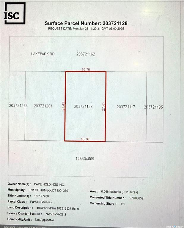 Photo de la propriété:  6 Lakepark Road  SK S0K 2A0 