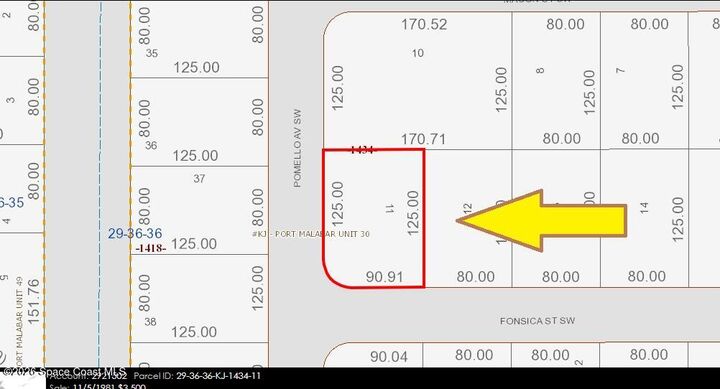 Property Photo:  599 Corner Lot On Fonsica Street SW  FL 32908 