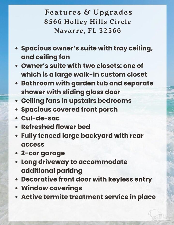 Property Photo: 8566 Holley Hills Cir FL 32566