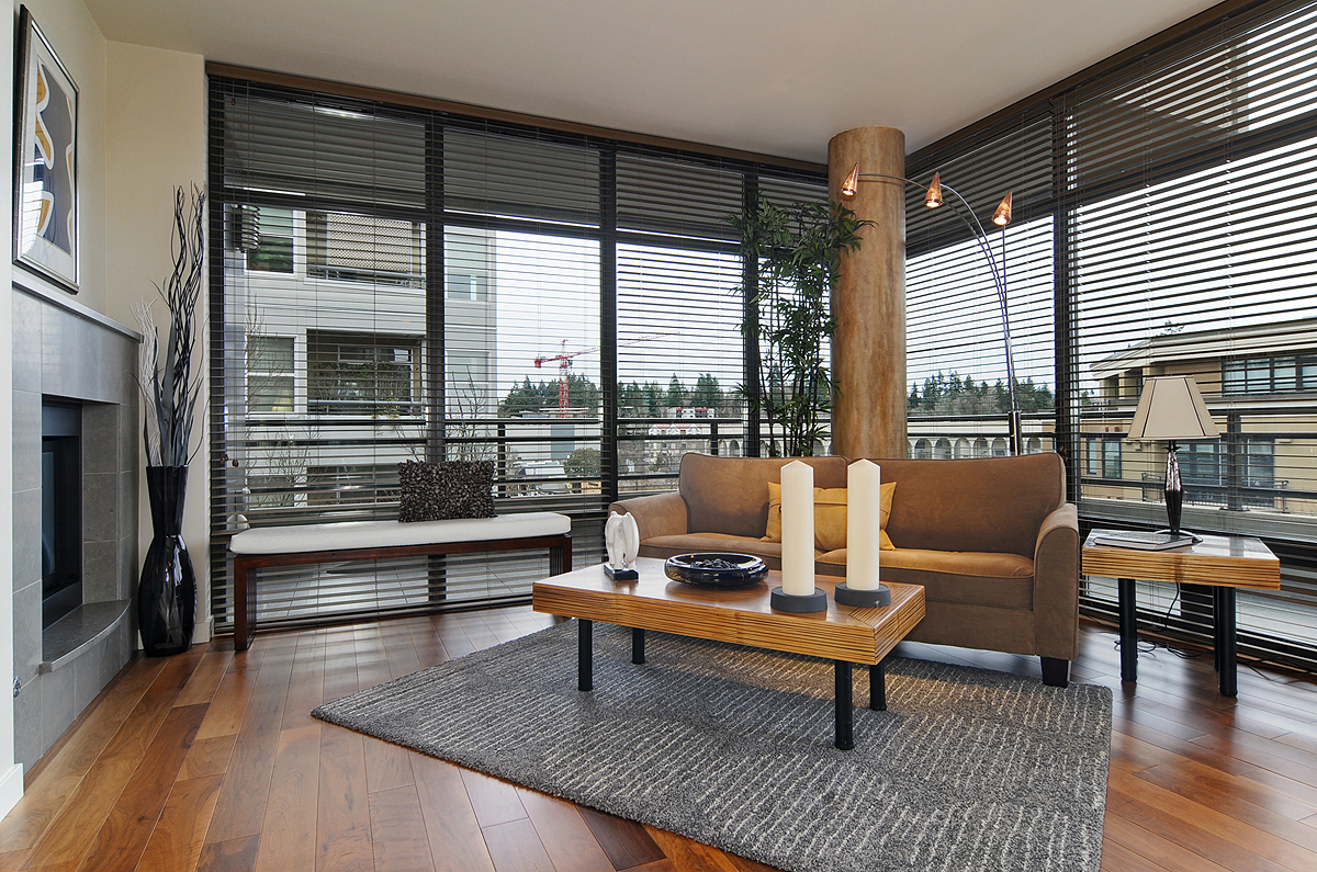 Property Photo: Living room and kitchen 10000 Main St 405  WA 98004 